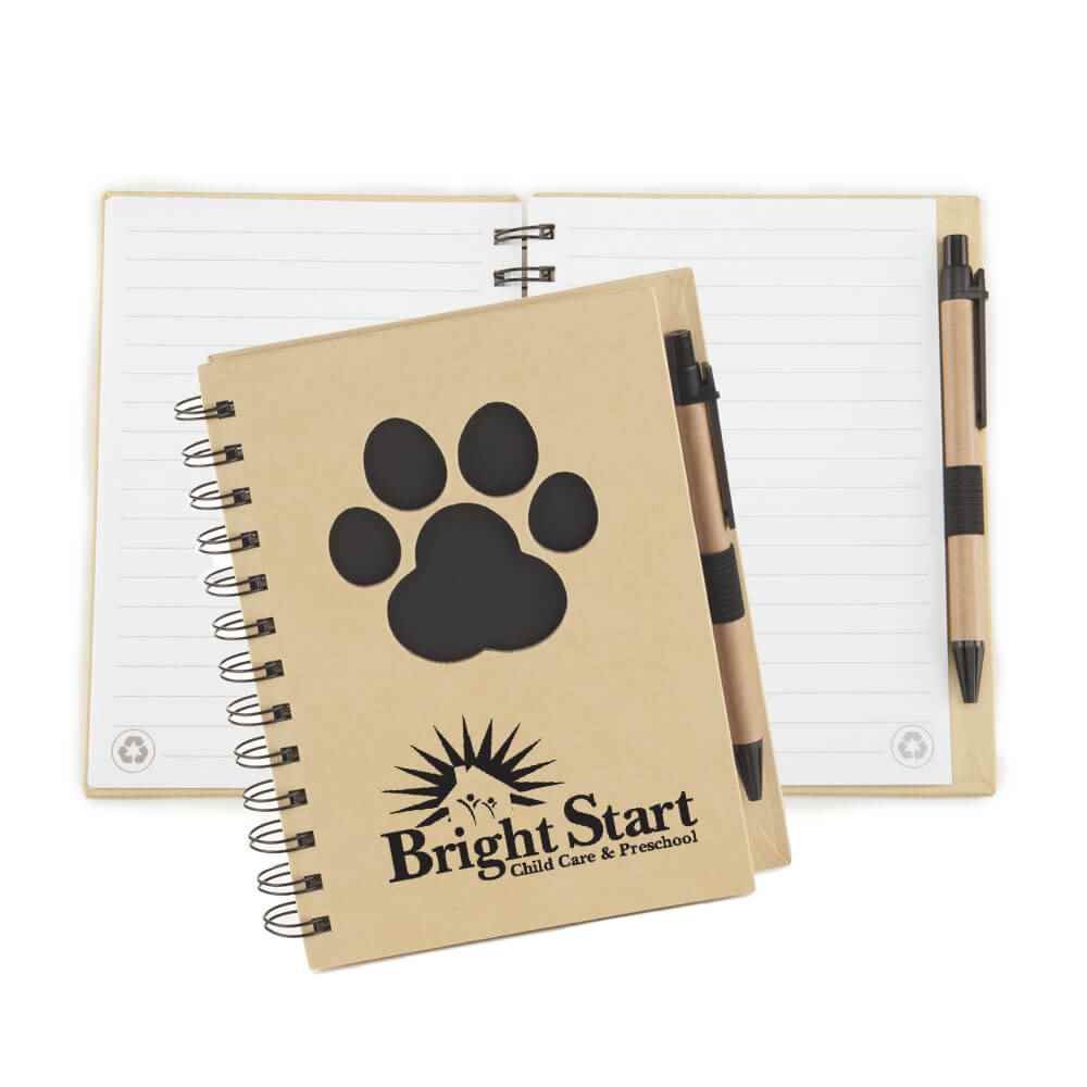 Black Paw Die-Cut Eco Jotter & Pen - Personalization Available