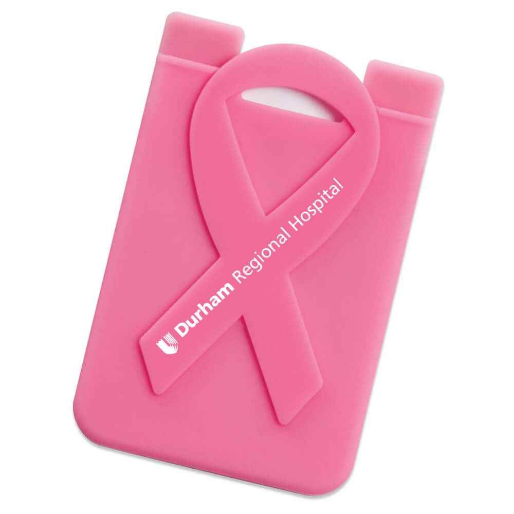 Pink Ribbon Phone Wallet With Awareness Card - Personalization Available