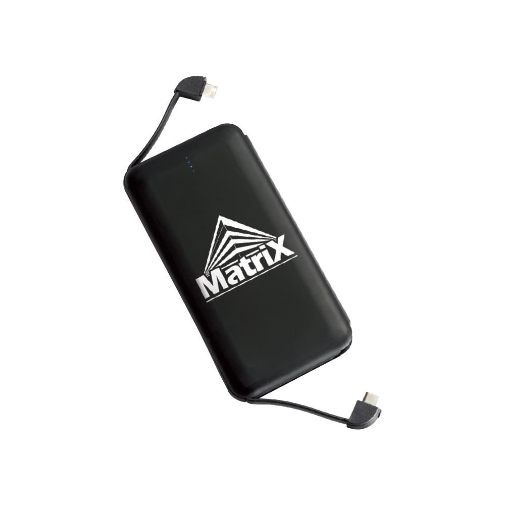 5000 mAh Ul® Power Bank With Built-In Charging Cords - Personalization Available