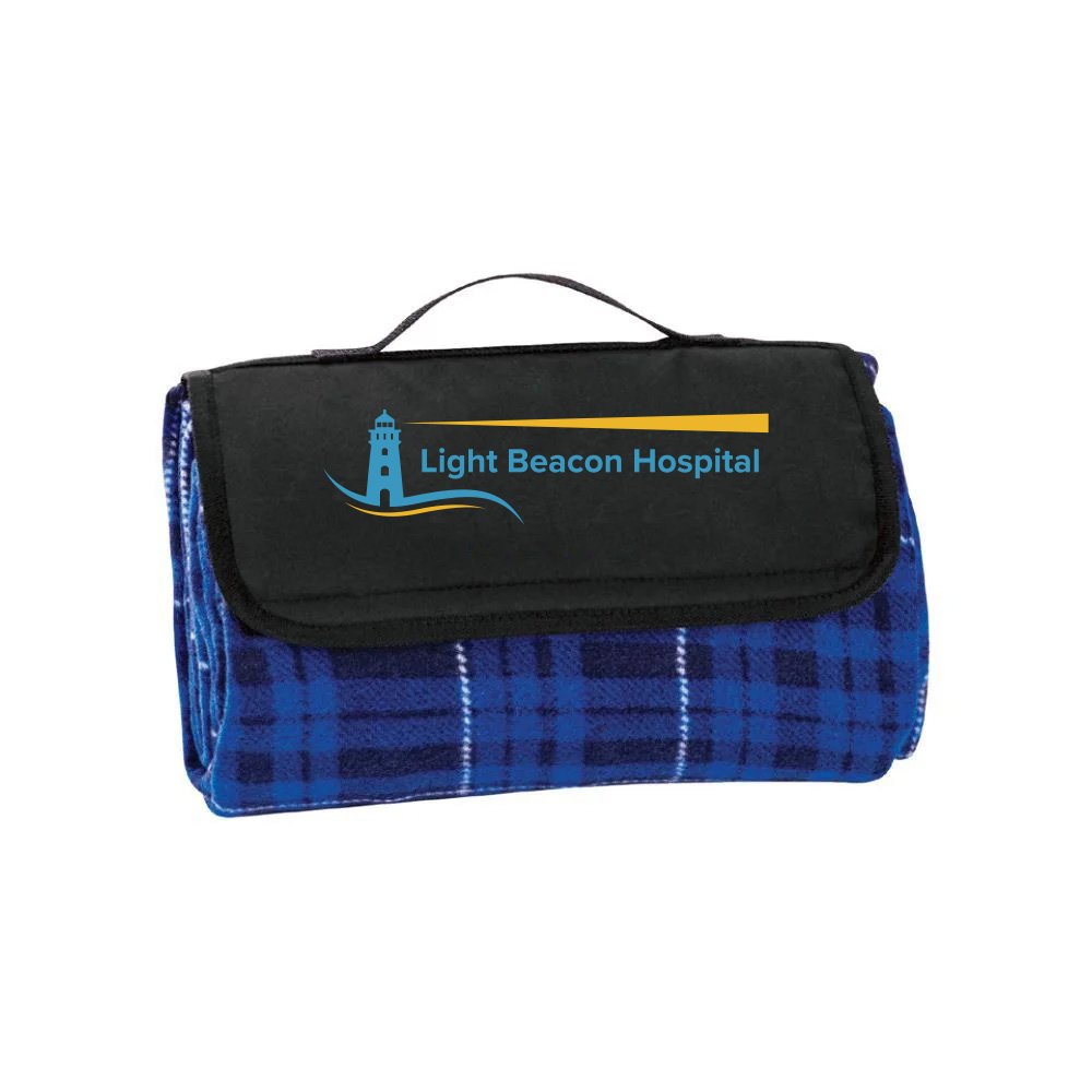 Blue Plaid Fleece Blanket - Full-Color Personalization Available