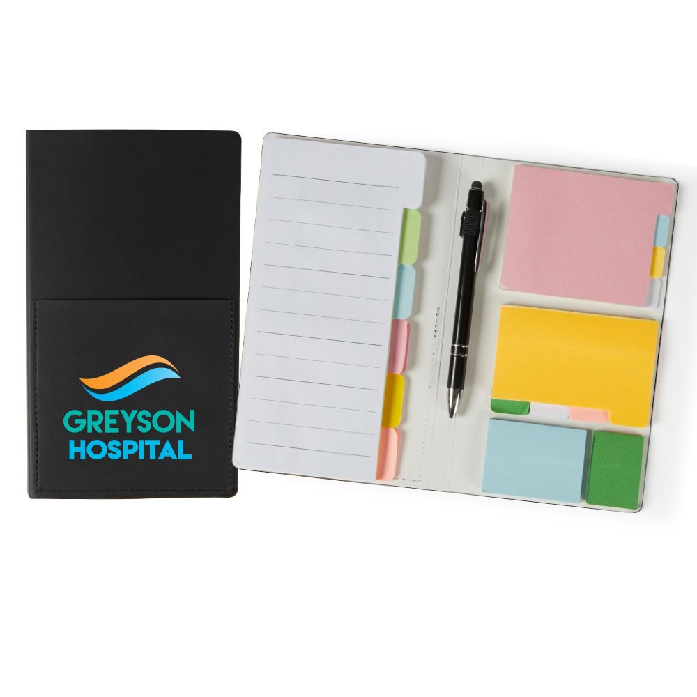 Leatherette Sticky Notebook & Stylus Pen - Personalization Available