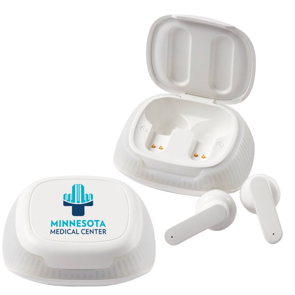 Bluetooth® Wireless Earbuds with Color-Changing Dock & Carabiner Carry Case - Personalization Available