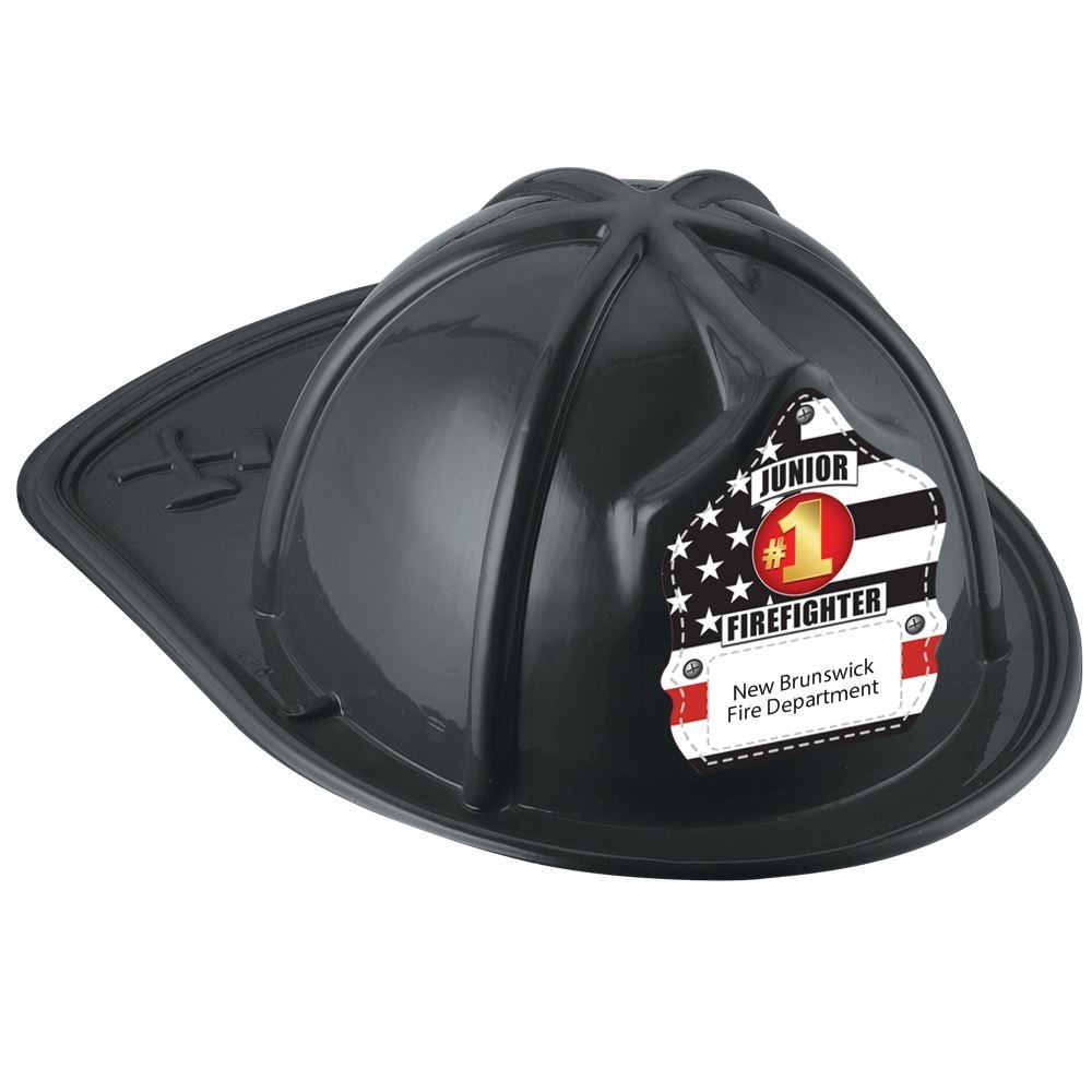 Black Junior Firefighter Hat With #1 Firefighter With Personalization