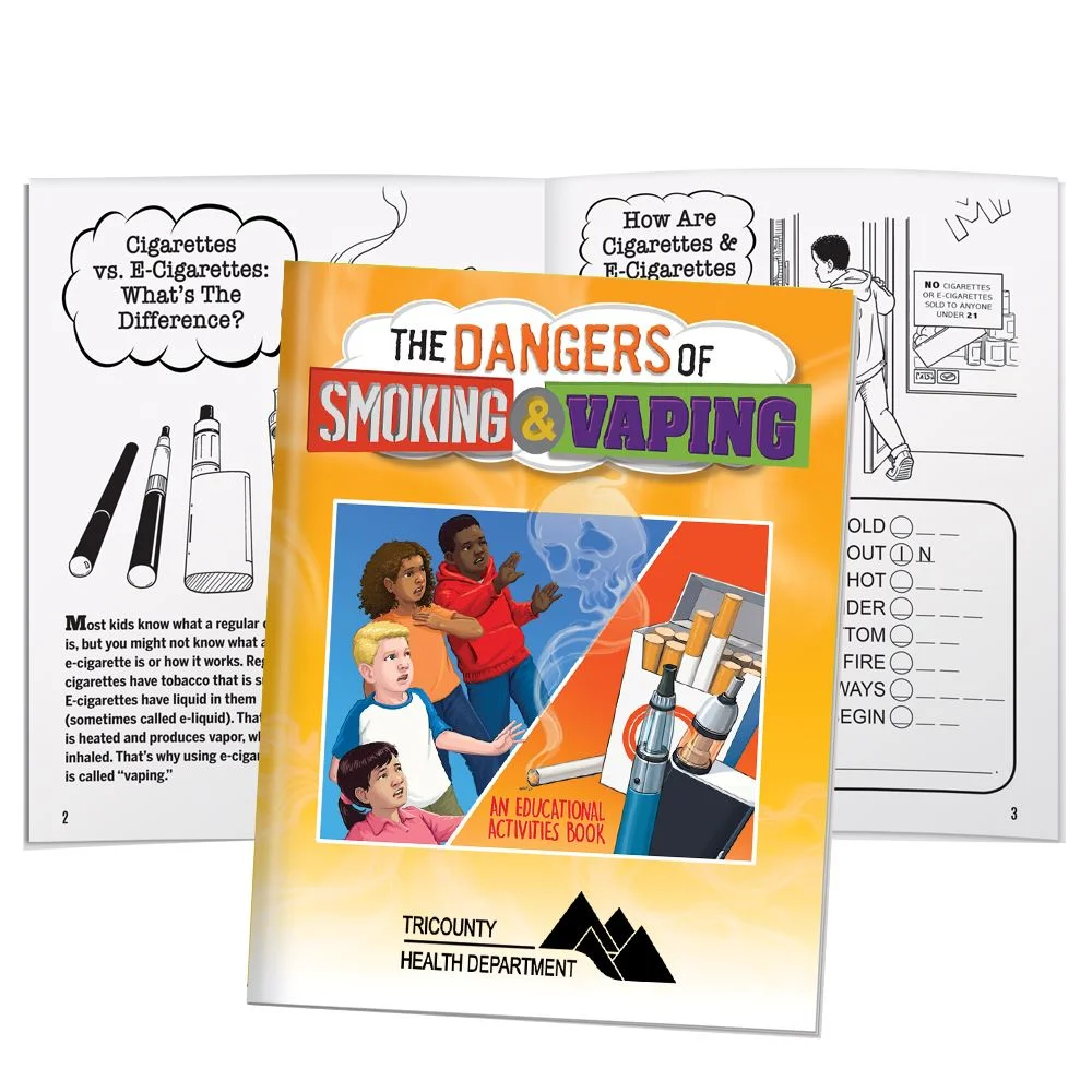 The Dangers Of Smoking & Vaping Educational Activities Book - Personalization Available | Positive Promotions The Dangers Of Smoking & Vaping Educational Activities Book - Personalization Available | Positive Promotions
