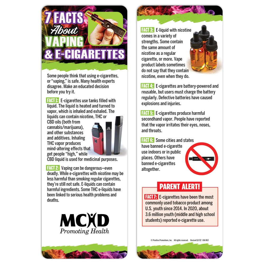 7 Facts Everyone Should Know About E-Cigarettes Bookmark | Positive Promotions 7 Facts Everyone Should Know About E-Cigarettes Bookmark | Positive Promotions