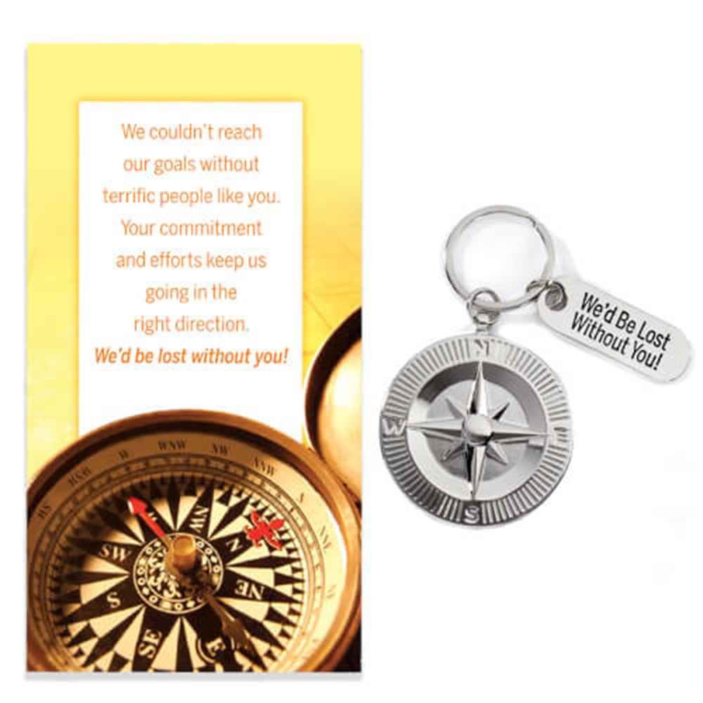 We'd Be Lost Without You! Compass Medallion Key Tag with Keepsake Card
