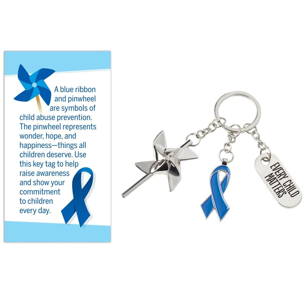 Child Abuse Awareness Charm Key Tag With Keepsake Card
