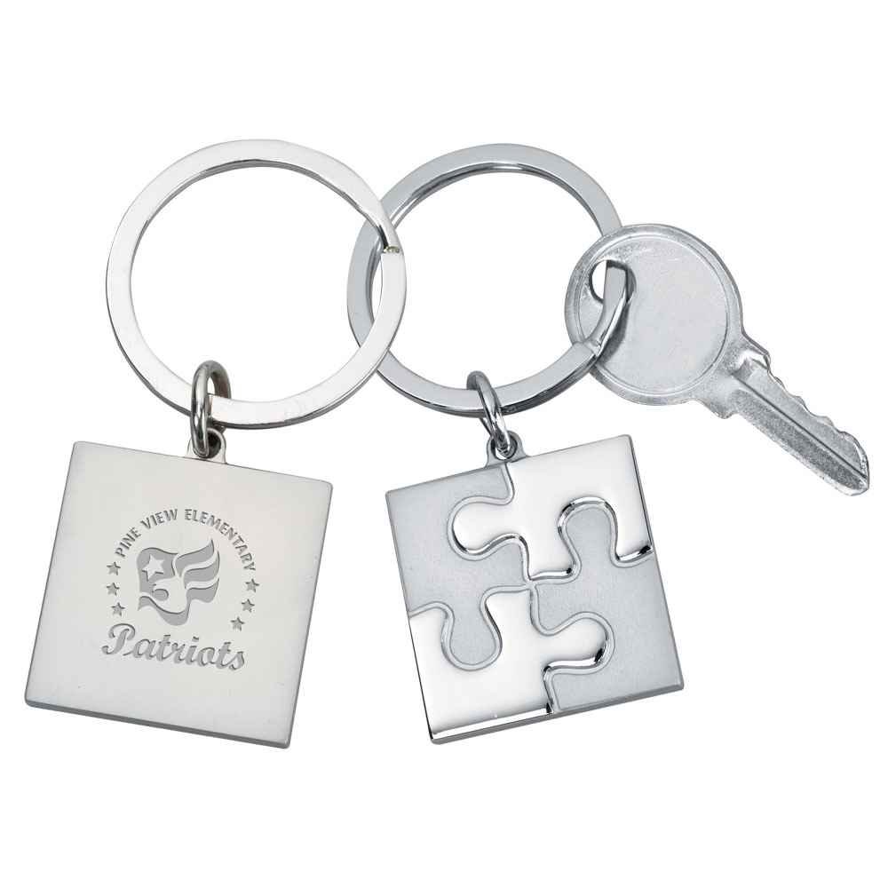 Puzzle Metal Key Tag - Laser-Engraved Personalization Available
