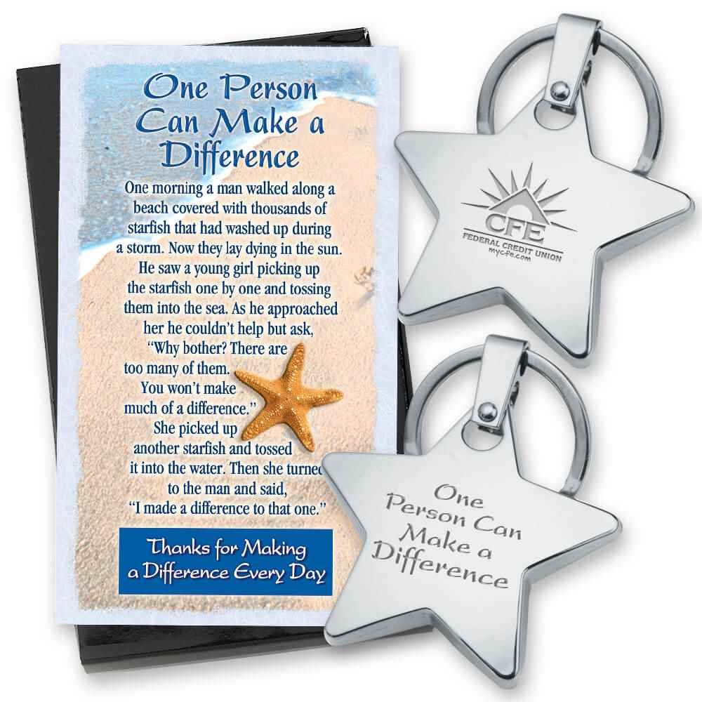 One Person Can Make A Difference Star Key Tag - Laser-Engraved Personalization Available