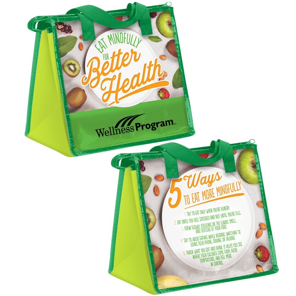 Eat Mindfully For Better Health Insulated Eco-Friendly Laminated Lunch Bag - Personalization Available