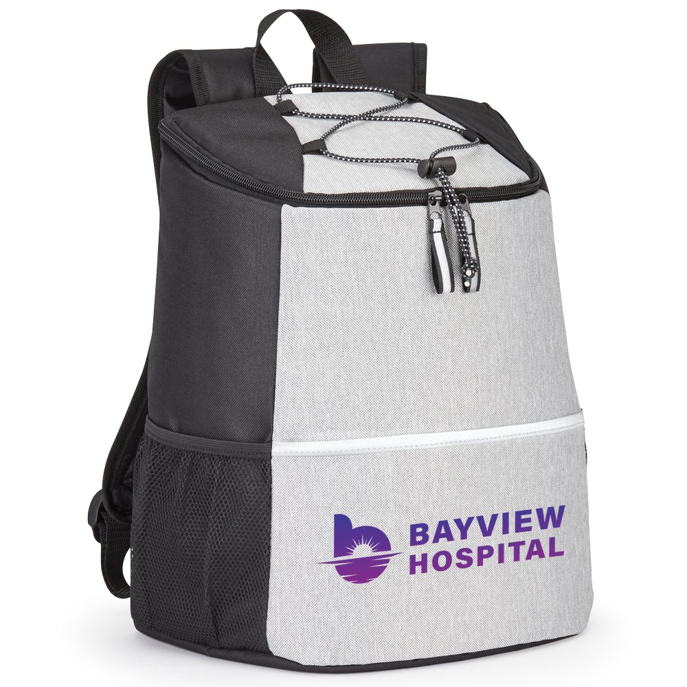 Heathered Gray/Black Hemingway 12-Can Backpack Cooler with Reflective Trim - Personalization Available