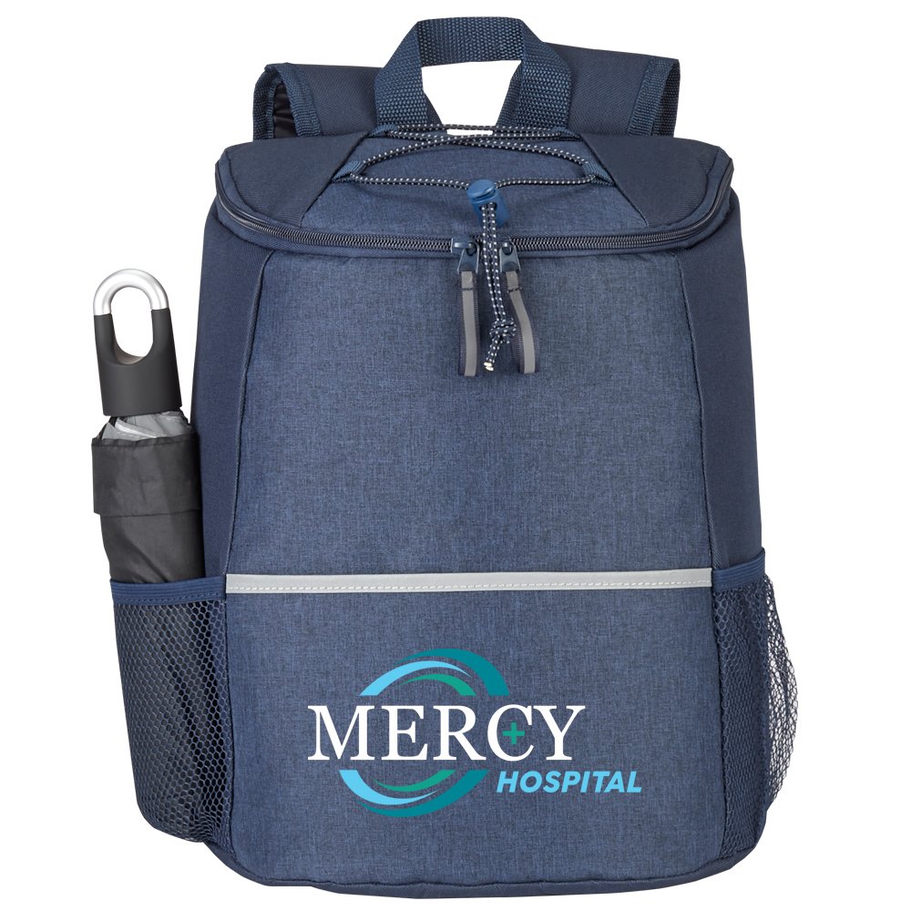 Heathered Navy Hemingway Backpack Cooler with Reflective Trim - Personalization Available