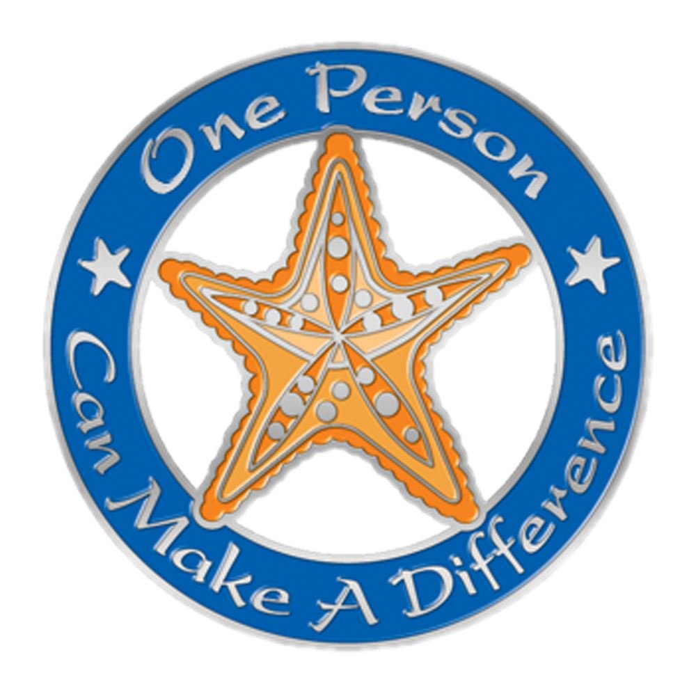 One Person Can Make A Difference Round Starfish Lapel Pin One person can make a difference round starfish lapel pin