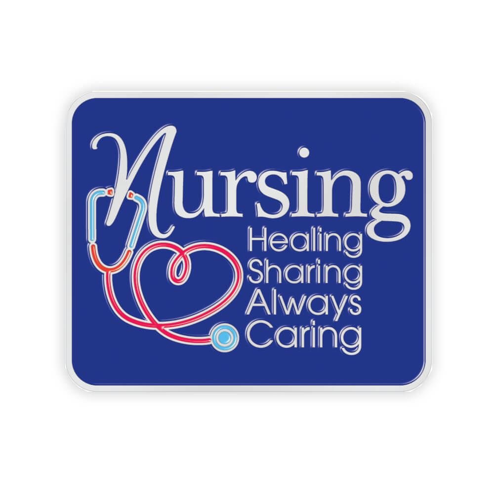 Nursing: Healing, Sharing, Always Caring Lapel Pin With Presentation Card