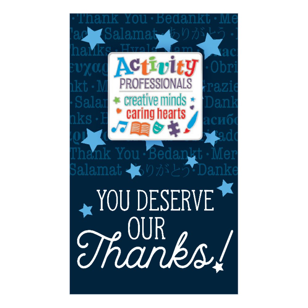 Activity Professionals: Creative Minds, Caring Hearts Lapel Pin with Presentation Card