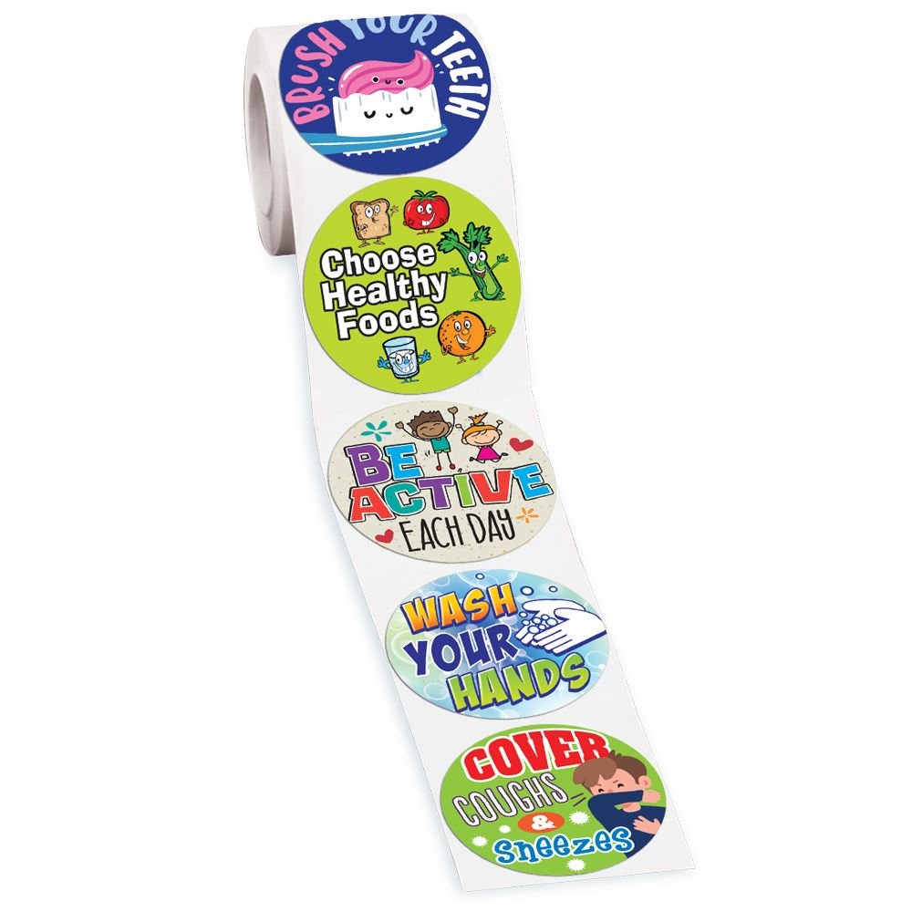 Healthy Habits Assorted Stickers-On-A-Roll - Roll of 200
