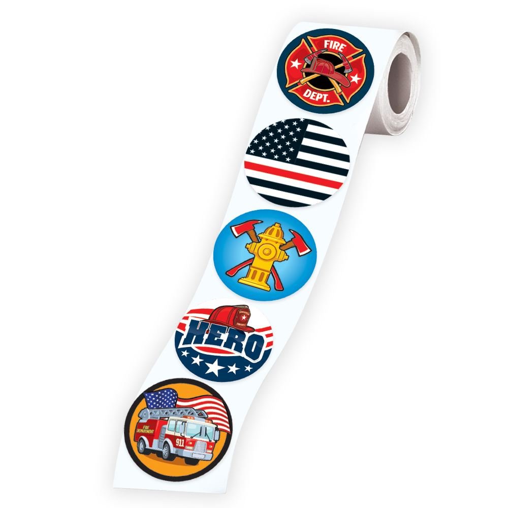 Fireport Sticker Assorted Firefighter 5-On-A-Roll Stickers - Roll of 200 | Positive ...