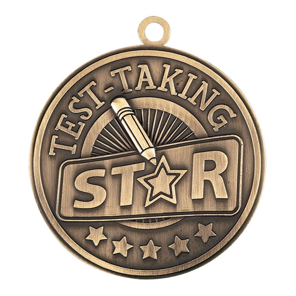 Test-Taking Star Gold Academic Medallion