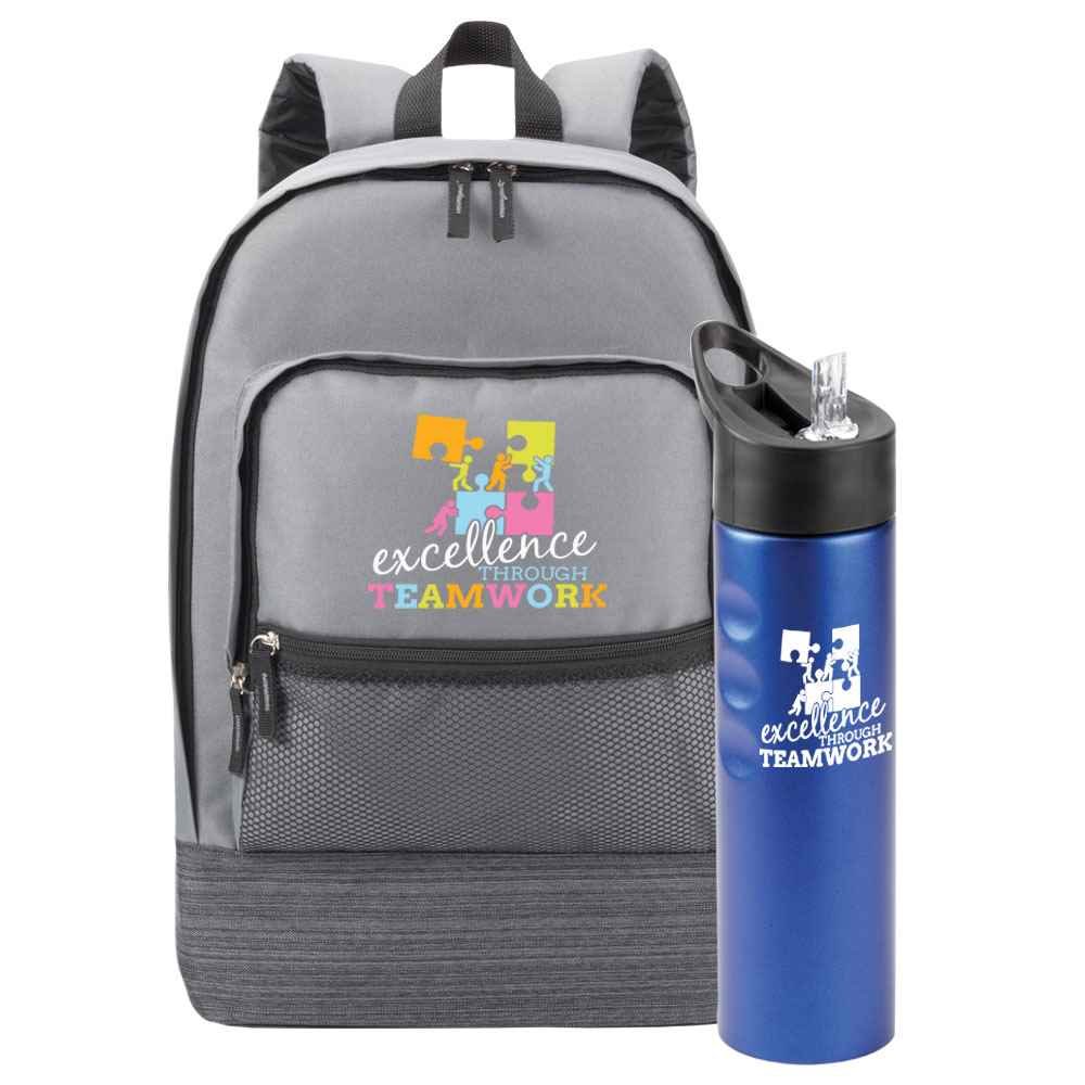 Excellence Through Teamwork Manchester Backpack & Essex Water Bottle Combo