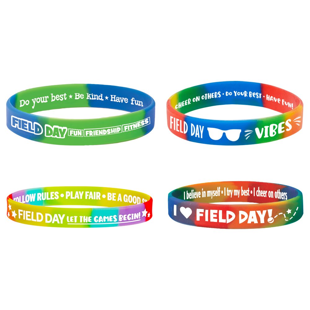 Field Day Silicone Bracelet Assortment Pack of 40 Positive Promotions