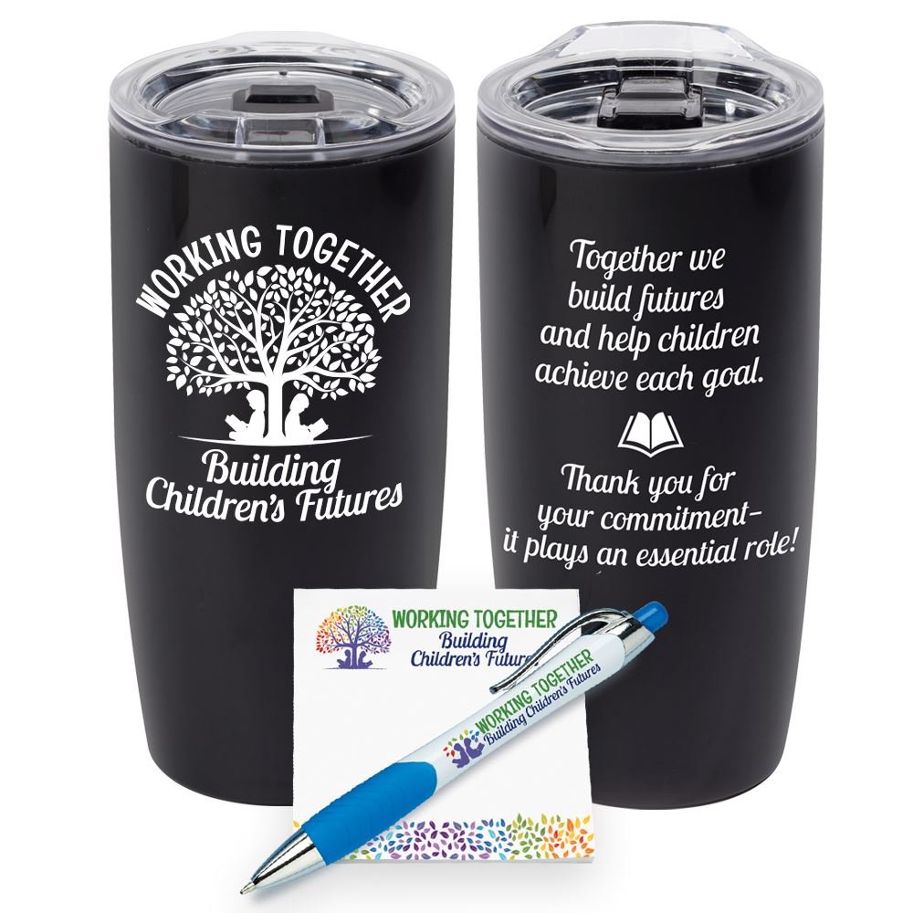 Working Together Building Children's Future Tumbler, Sticky Pad & Pen Combo Sets