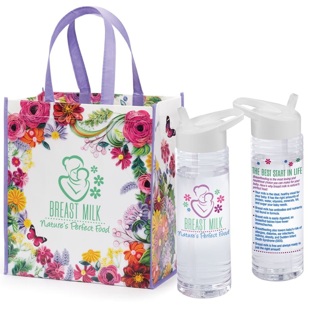 Breast Milk: Nature's Perfect Food Non-Woven Laminated Tote & Solara Water Bottle Combo