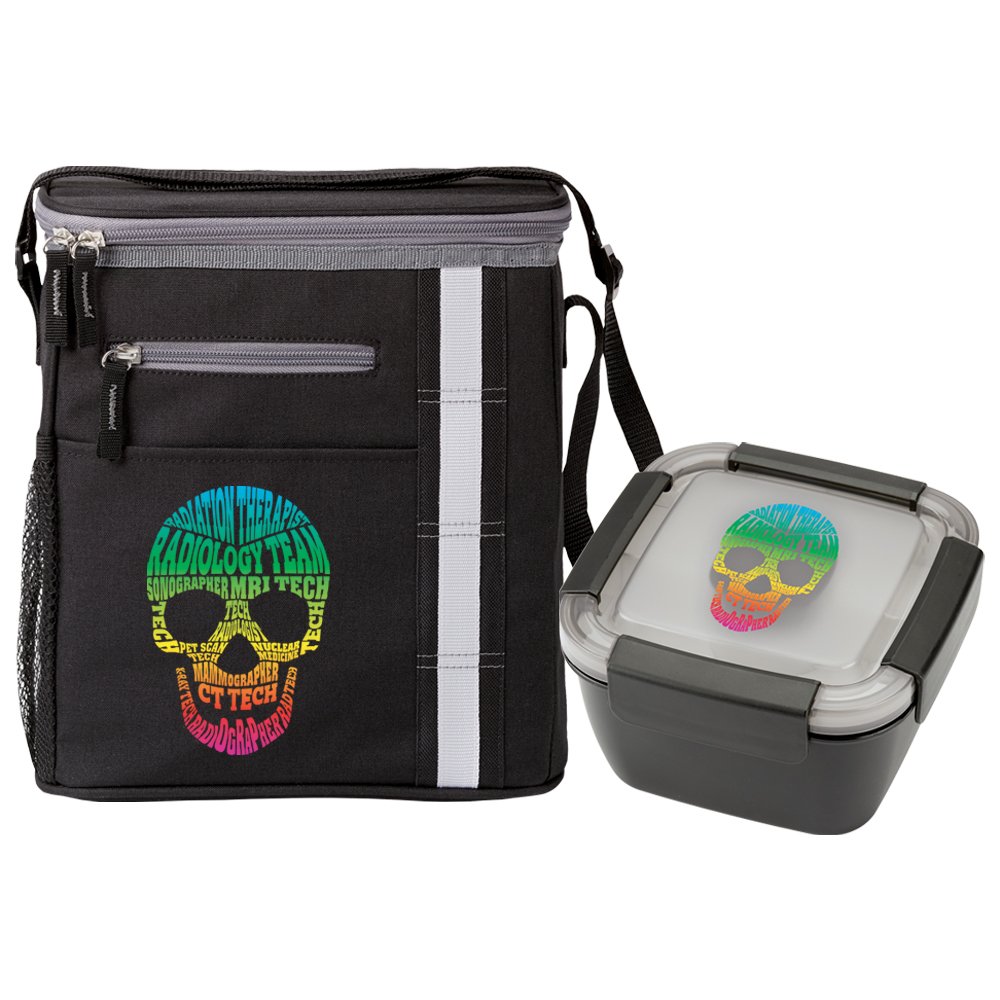Radiology Team Skull Word Cloud Lunch Bag & Food Container Gift Set ...
