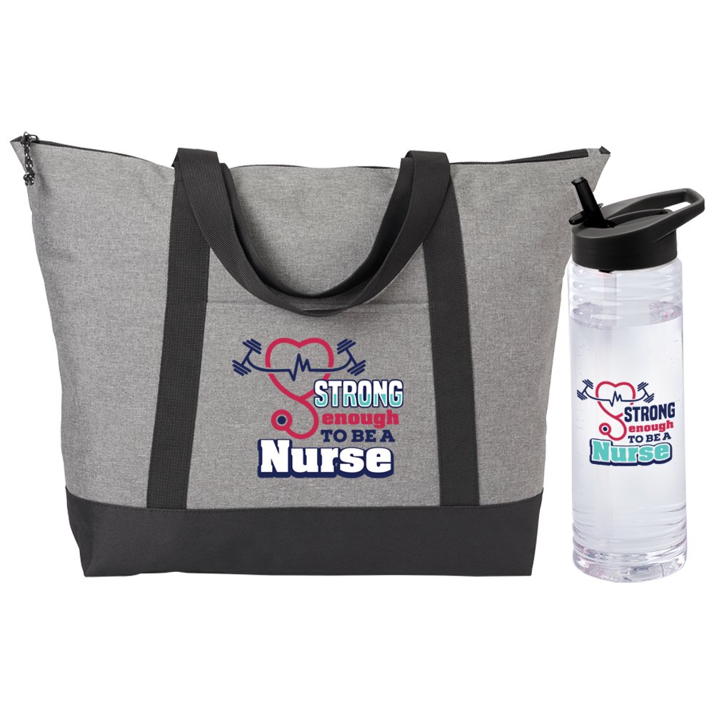 Strong Enough to Be a Nurse Tote & Water Bottle Gift Set