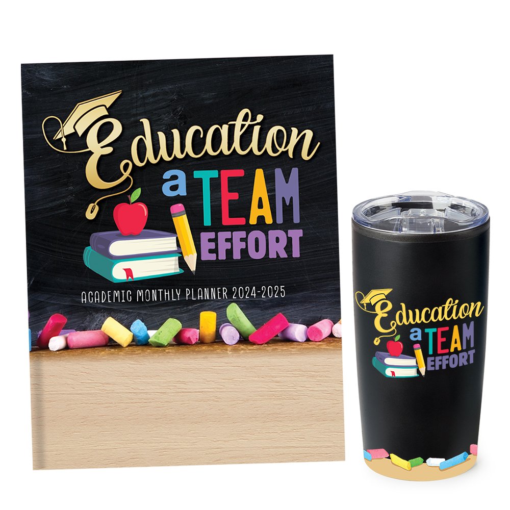Education: A Team Effort Planner & Full-Color Teton Stainless-Steel Tumbler Gift Set