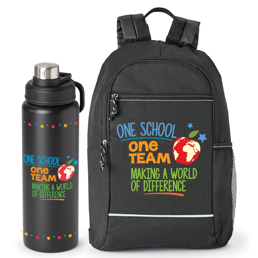 One School, One Team Making a World of Difference Bayside Backpack & Atlanta Water Bottle Gift Set