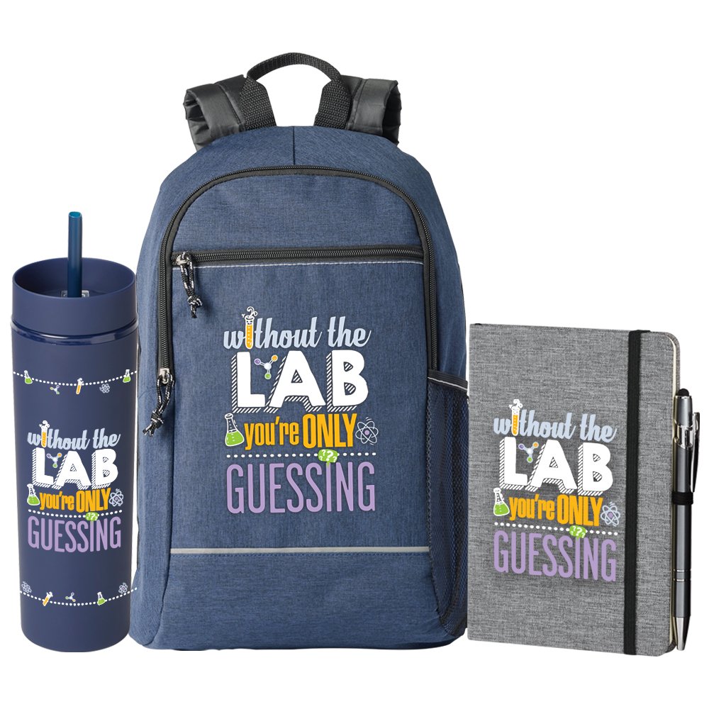 Without the Lab, You're Only Guessing Heathered Journal, Bayside Backpack, & Canyon Tumbler Trio