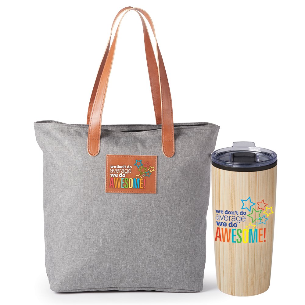 We Don't Do Average; We Do Awesome! Rio Tote Bag & Bamboo-Style Teton Tumbler 20-Oz. Gift Set