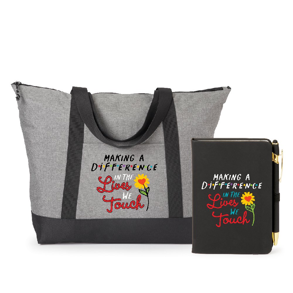 Making a Difference in the Lives We Touch Bayview Heathered Boat Bag & Stanton Jotter With Stylus Pen Gift Set