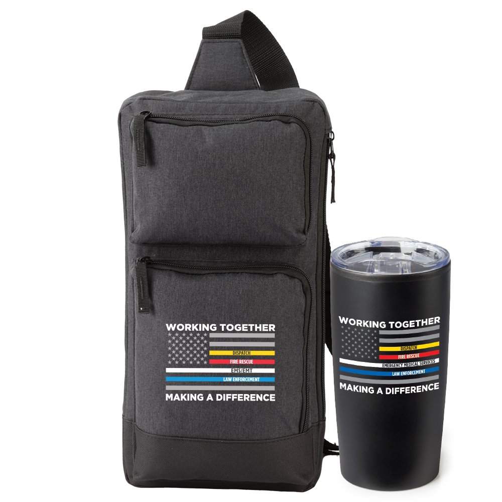 Working Together, Making a Difference Modesto Multi-Pocket Sling Bag & Teton Stainless-Steel Tumbler Gift Set