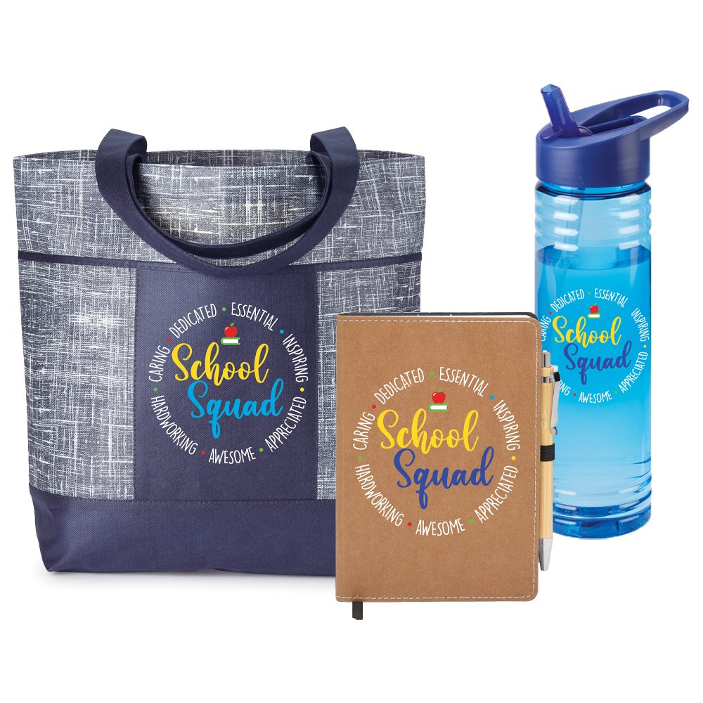 School Squad Tote, Journal & Pen, & Water Bottle Gift Set