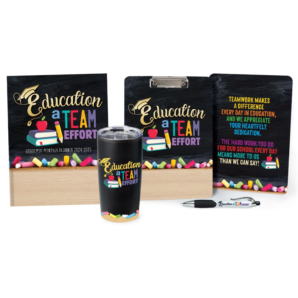 Education: A Team Effort Planner, Clipboard & Pen, & Tumbler Value Supply Kit