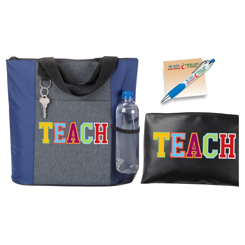 TEACH Camino Tote Bag, Vinyl Pouch, & Sticky Pad & Pen Gift Set