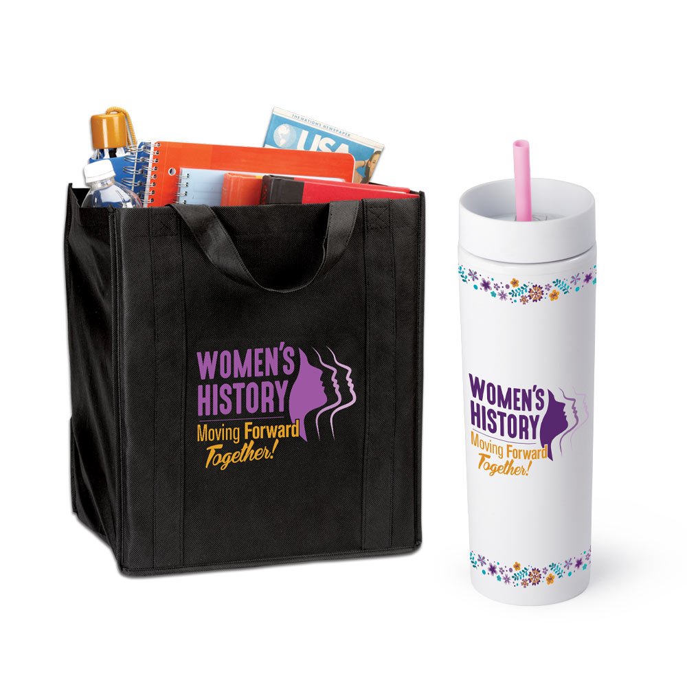 Women's History: Moving Forward Together! Tote Bag & Canyon 2-in-1 Tumbler & Sipper 16 oz.