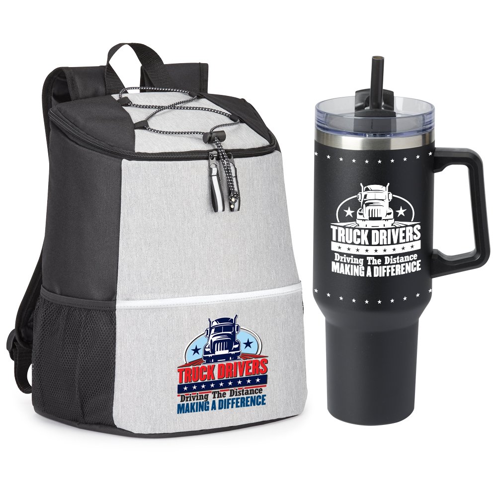 Truck Drivers: Driving the Distance, Making a Difference Hemingway Backpack Cooler & Biggie Tumbler 40 oz. Gift Set