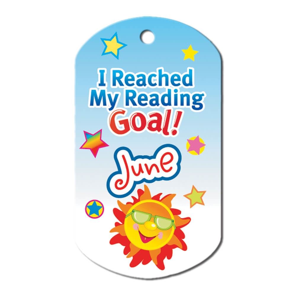 I Reached My Reading Goal June Award Tag With 24" Chain