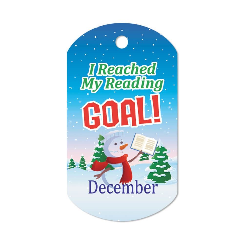 I Reached My Reading Goal December Award Tags With 4" Chains - Pack of 25