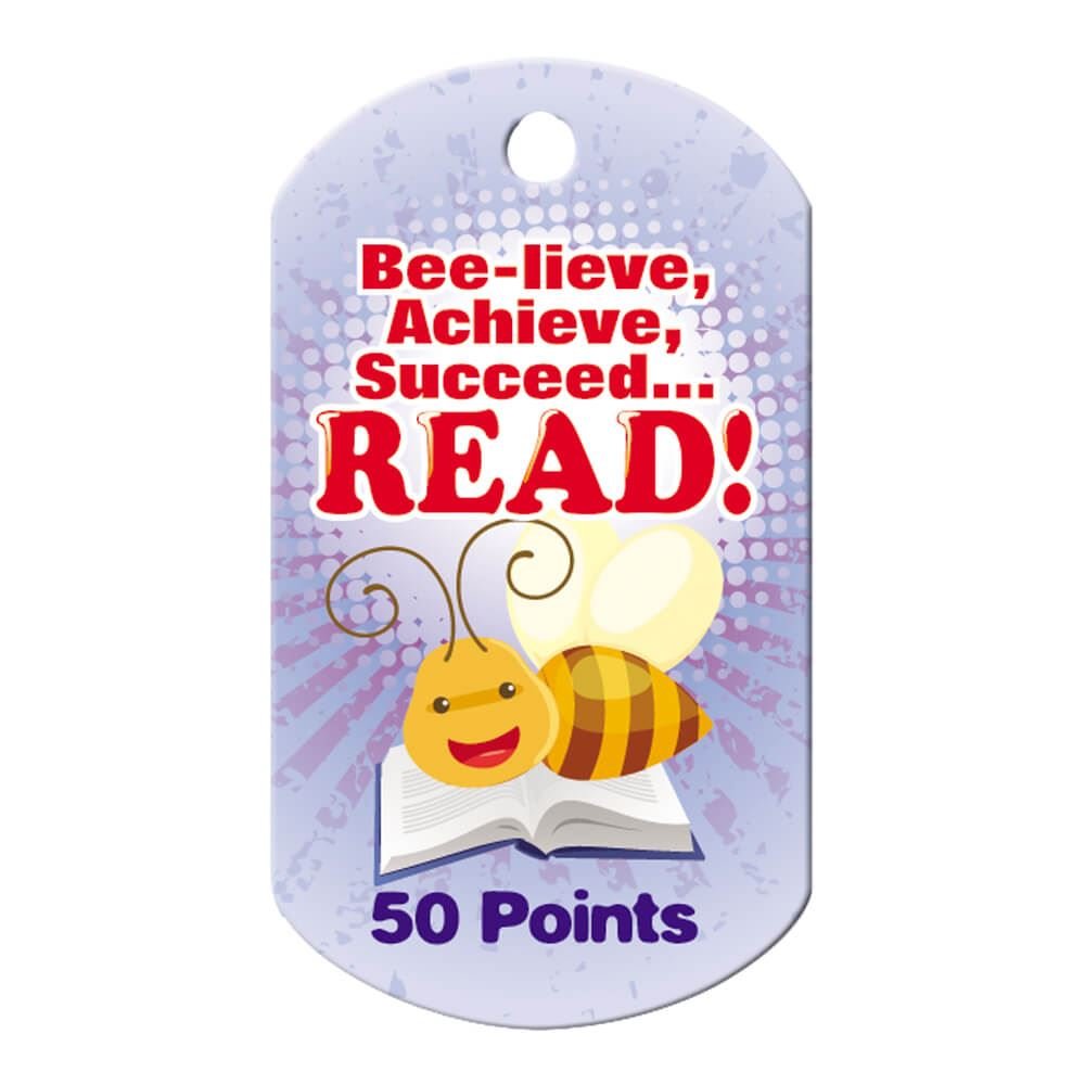 Bee-lieve, Achieve, Succeed... Read! 50 Points Award Tag With 24