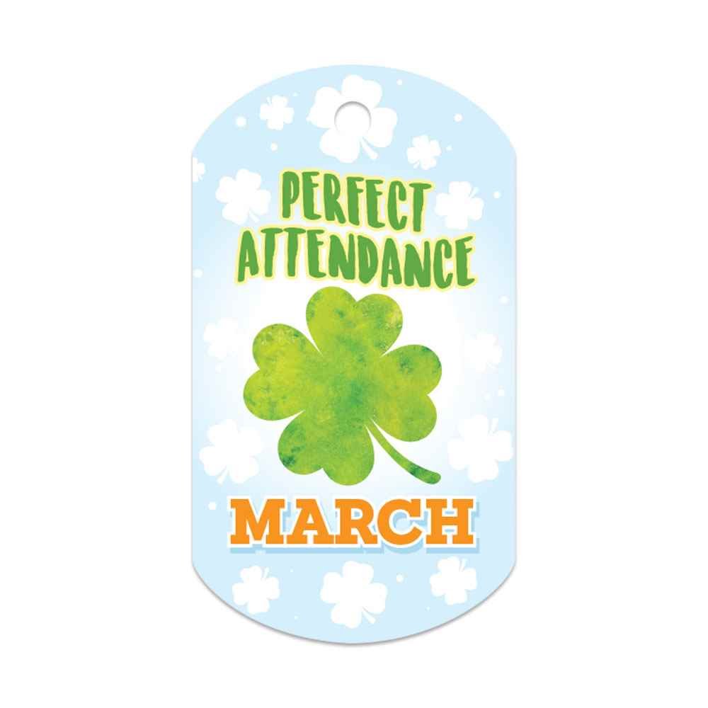 Perfect Attendance March Laminated Tags With 24" Chains - Pack of 25