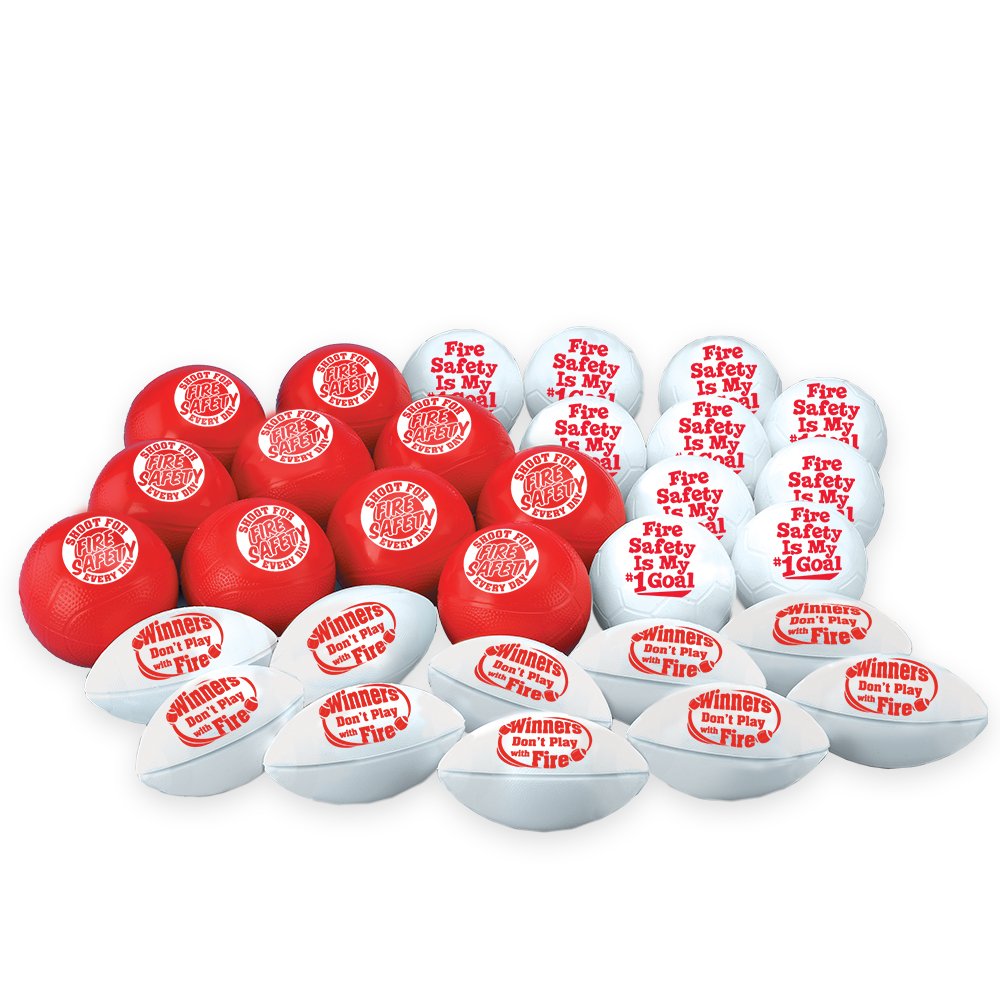 Fire Safety Mini Sports Balls Assortment - Pack of 30 | Positive Promotions