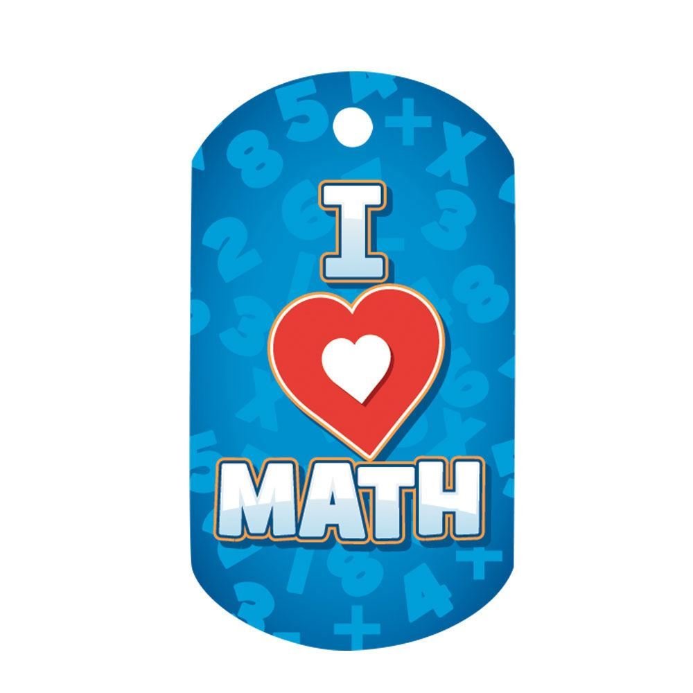 I Love Math Laminated Tag With 24" Chain