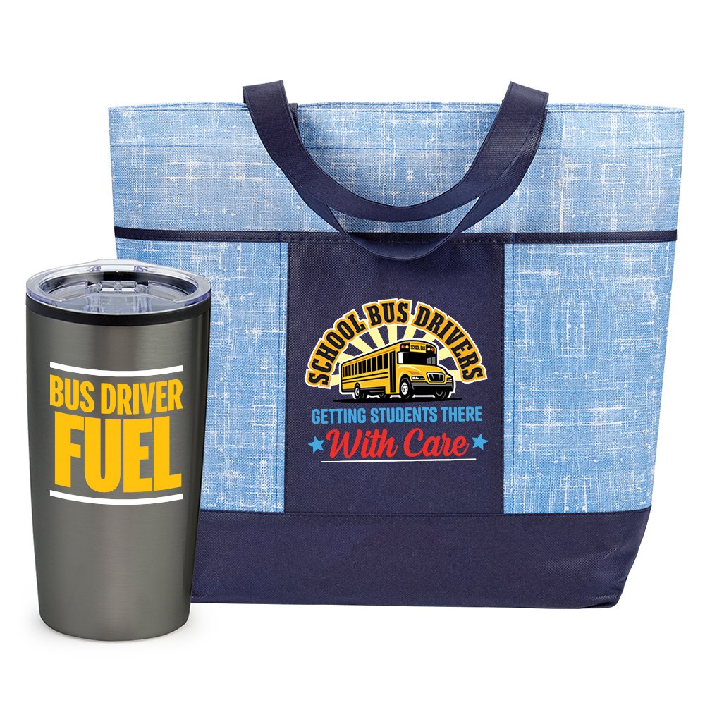 School Bus Drivers Malibu Non-Woven Tote Bag & Teton Tumbler Gift Set