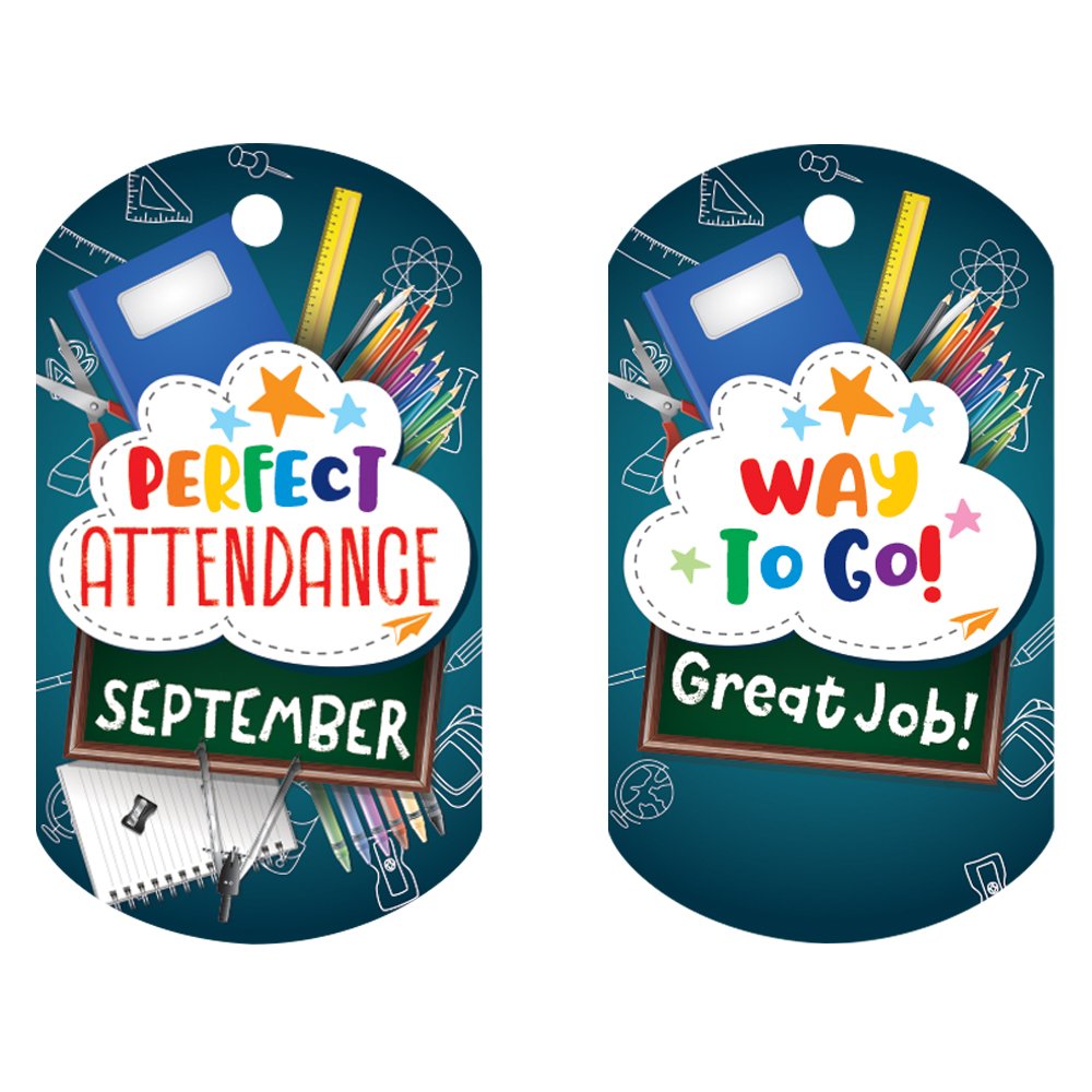 September Perfect Attendance Award Tag with 4