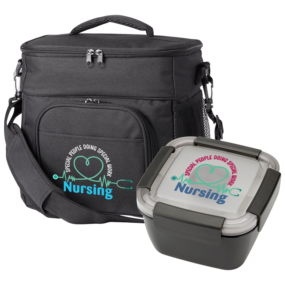 Nursing: Special People Doing Special Work Black Lunch/Cooler Bag & Food Container Gift Set