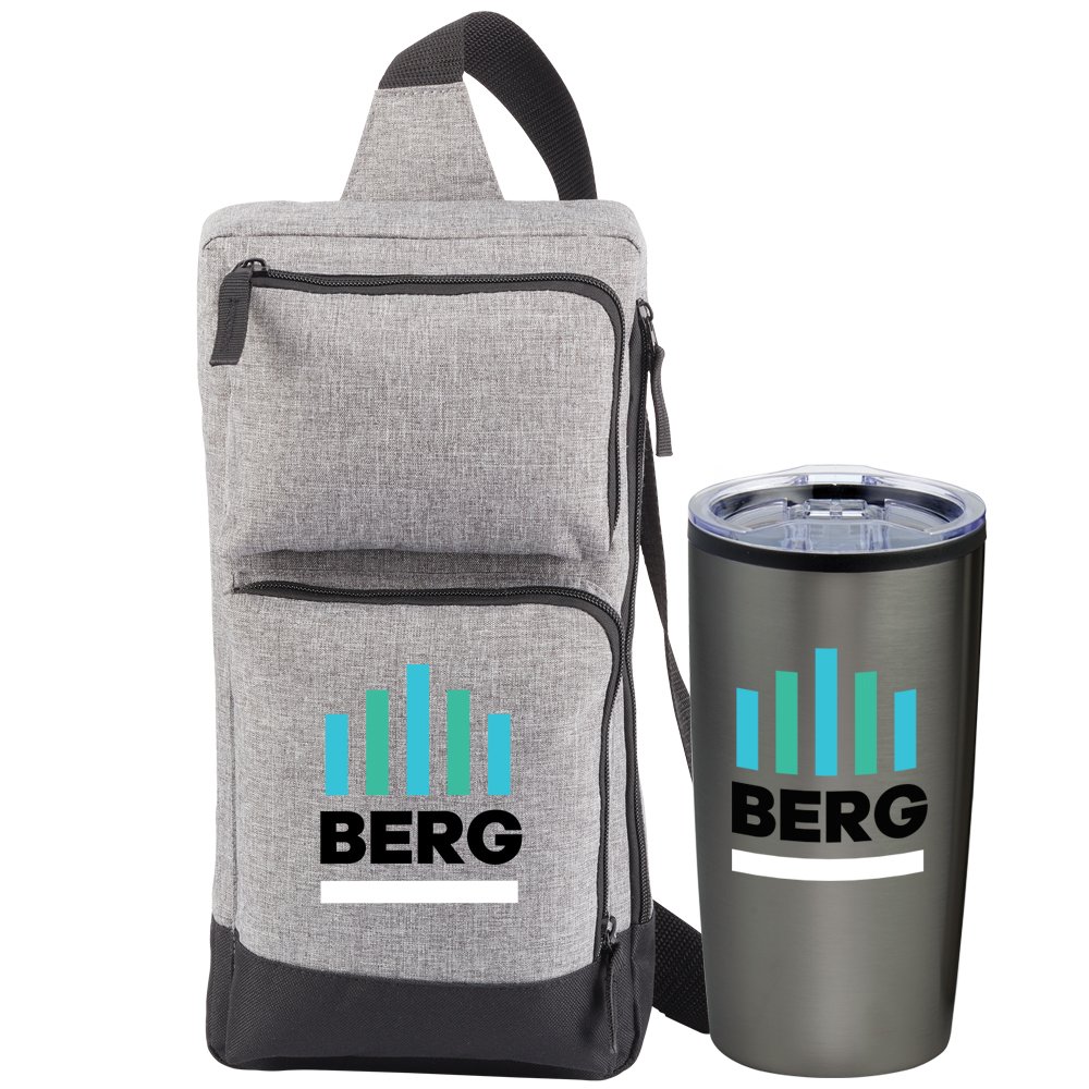 Gray Modesto Multi-Pocket Sling Bag & Titanium Teton Tumbler Gift Set - Personalization Available