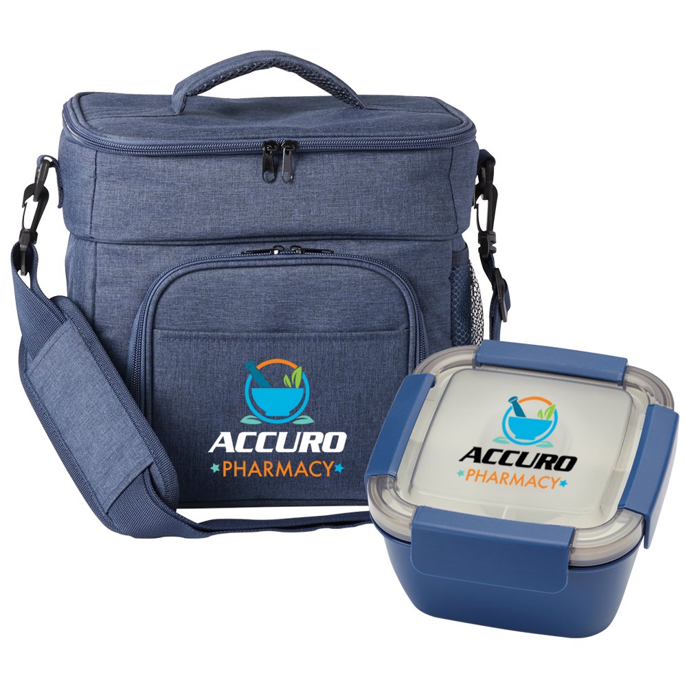 Blue Lunch/Cooler Bag & Food Container Gift Set - Personalization Available
